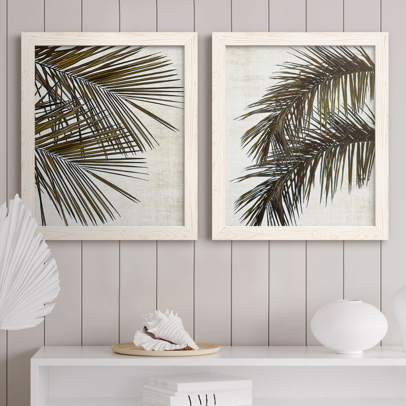 Palm I - ensemble de 2 peintures sur toile encadrées, H 31,5 po x l 47 po x P 1,5 po, Blanc