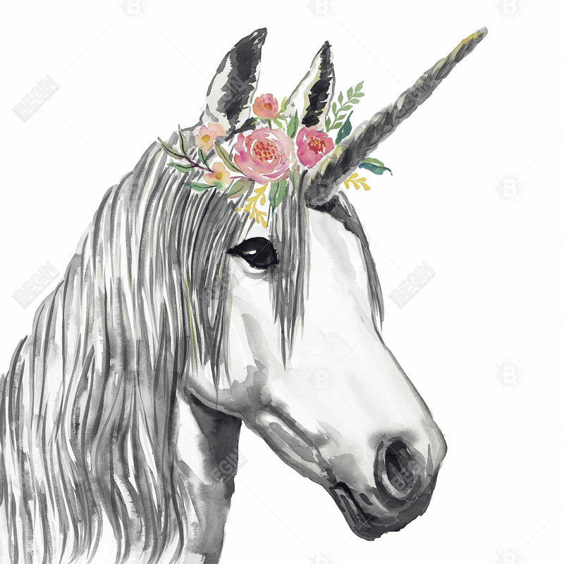 Illustration de licorne sur toile | Pièce d'art pour la décoration intérieure, H 36 po x l 36 po