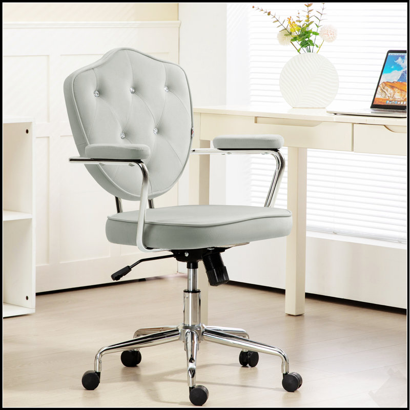 Joli fauteuil de bureau personnel avec tissu touffeté velouté, pivotant et réglable pour plus de confort