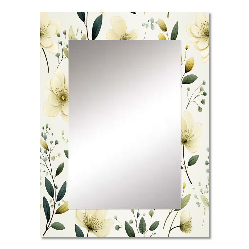 Elberon minimaliste botanique - grand miroir mural botanique, miroir décoratif bohème, impression d'art en métal