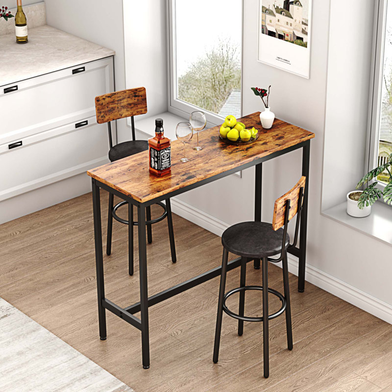 Ensemble repas pour 2 personnes à hauteur de comptoir, Brun, Brun / noir