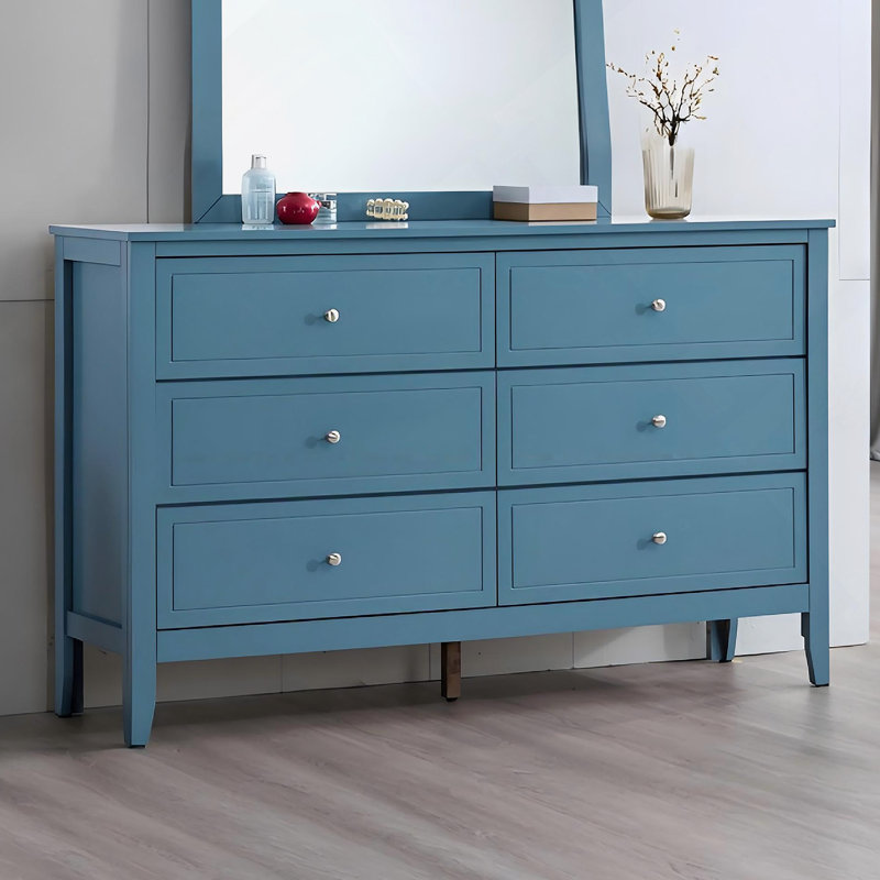 Commode 6 tiroirs Woonden, Sarcelle