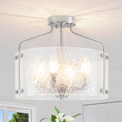 Plafonnier semi-encastré 4 lumières tambour moderne en verre pour couloir d'entrée de chambre à coucher de cuisine
