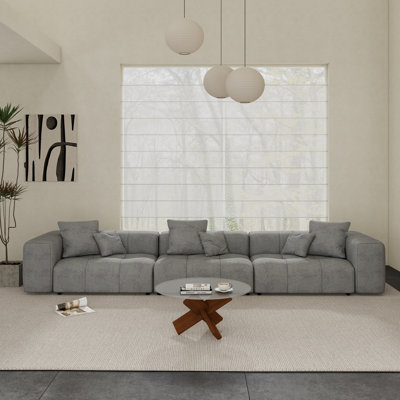 Kay Crumley 3-Piece Upholstered Boneless Modern Linen Fabric Modular Sofa