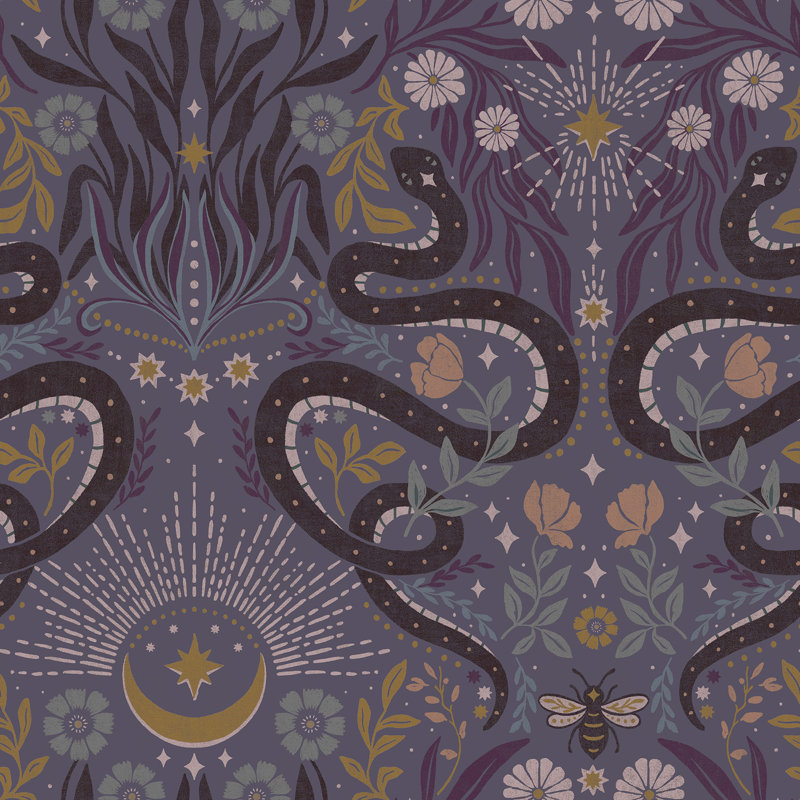 Papier peint adhésif Mystic Serpent, Mauve