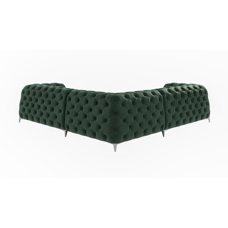 Juneri Chesterfield Corner Sofa, Bottle Green
