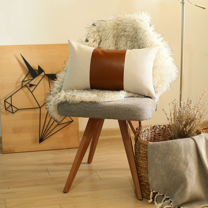 Housse de coussin et insert Boho-Chic, Ivoire / brun, polyester