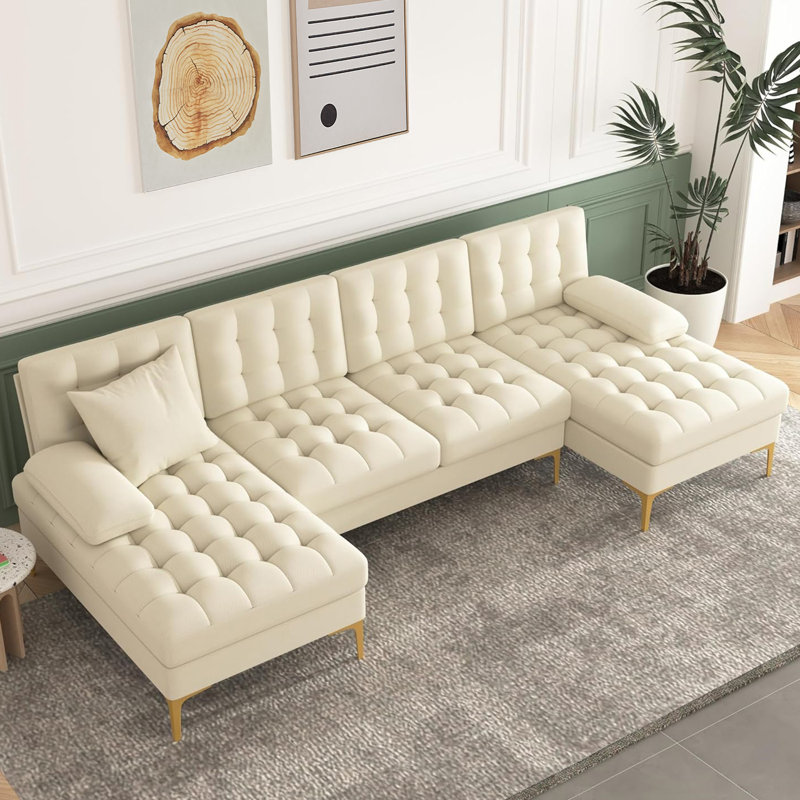 Canapé modulaire Kiyaan, Mélange de lin beige