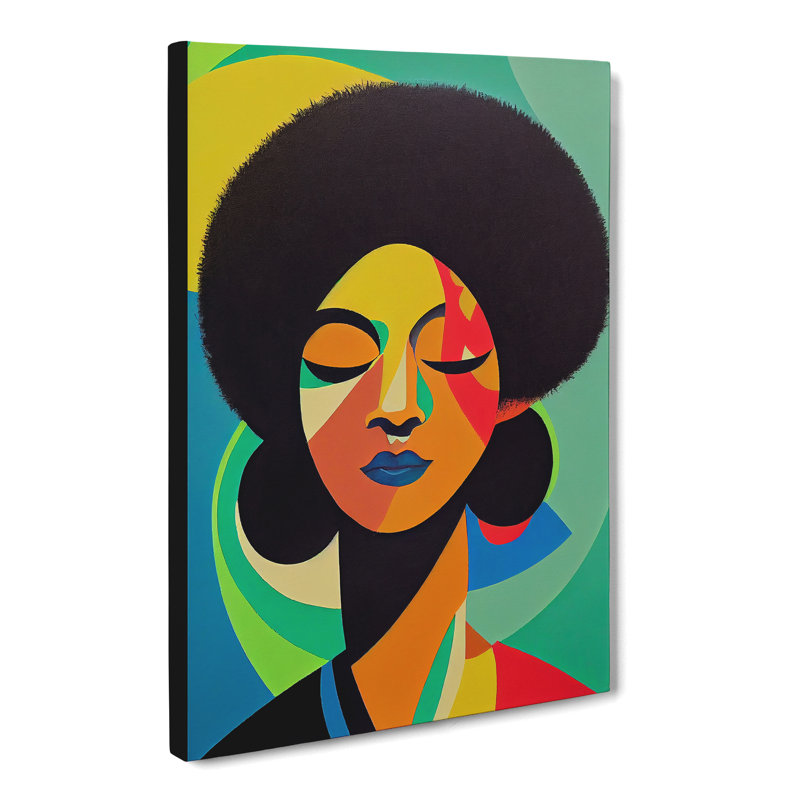 CAN-V0523-2931X Woman With Afro Abstract Vol.1 - Wrapped Canvas Print, No frame, 50cm H x 35cm W