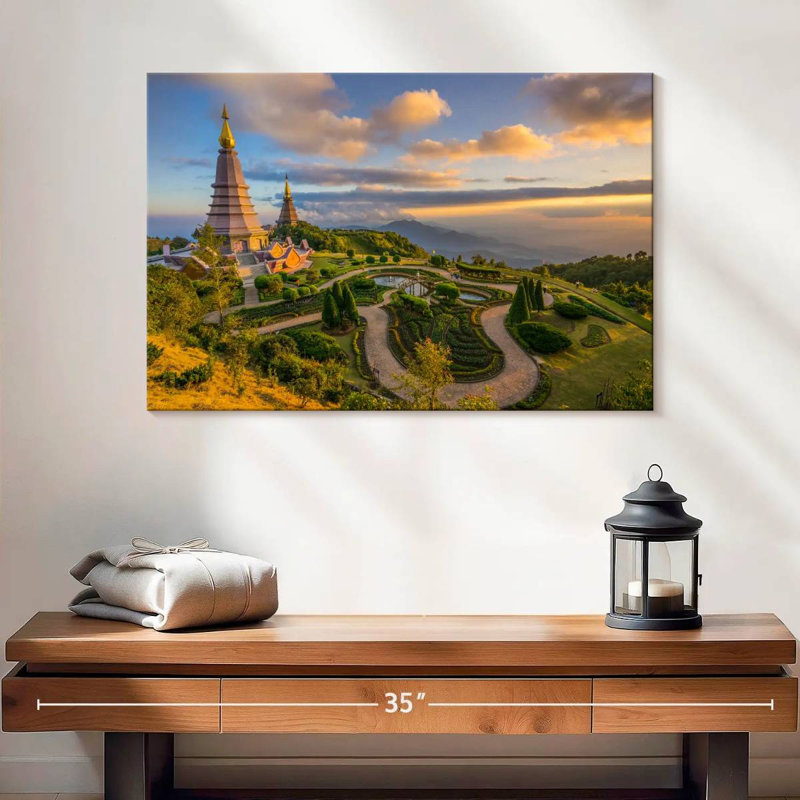 Ravi Pagodas On Doi Inthanon, 16" H x 24" W