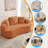 67" Chenille Sectional Curved Sofa With 3 Fluffy Pillows,For Apartment/Small Spaces-1810743341