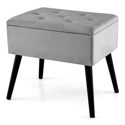 Cadwall 52 cm W Velvet and Foam Padding Rectangle Ottoman with Storage