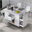 Îlot de cuisine de 50,7 po avec rangement, poubelle inclinable et organisateur de rangement escamotable, îlot de cuisine sur roulettes à 5 roulettes avec abattant, 2 tiroirs, 1 porte pour la cuisine, la salle à manger-1291185656