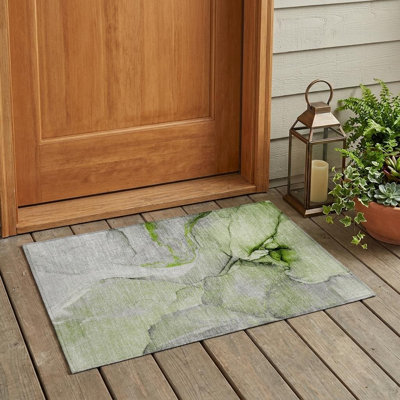Tapis extérieur lavable et antidérapant abstrait 2 pi x 3 pi vert