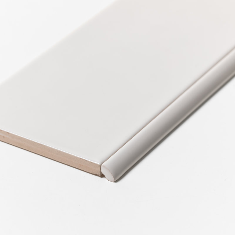 Bedouin 0.39 in. x 11.81 in. Off White Gloss Pencil Bullnose Trim Tile, Off White , Glossy