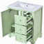 Armoire de comptoir de salle de bain de 30 pouces avec bol en céramique, 3 tiroirs et tablettes réglables-1511391493