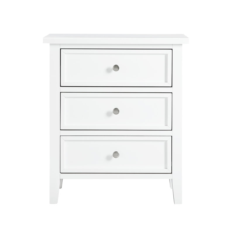 Table de chevet 3 tiroirs, Blanc