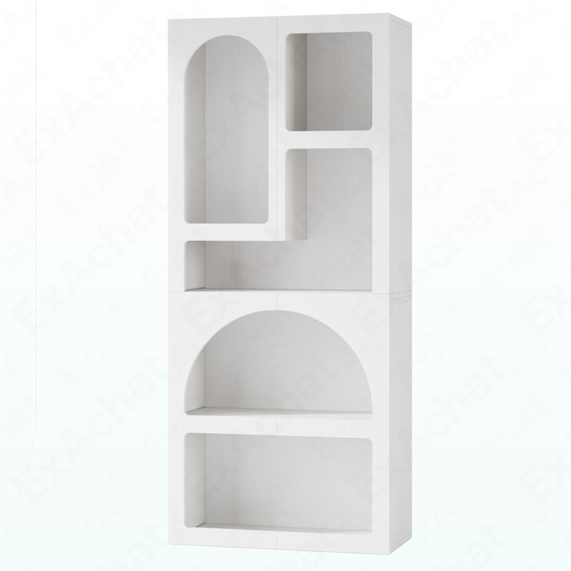 Bibliothèque 70,8 ", bibliothèque géométrique avec 5 tablettes de rangement irrégulières