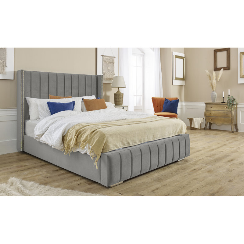 Akifumi Upholstered Bed, Silver, Small Double (4')