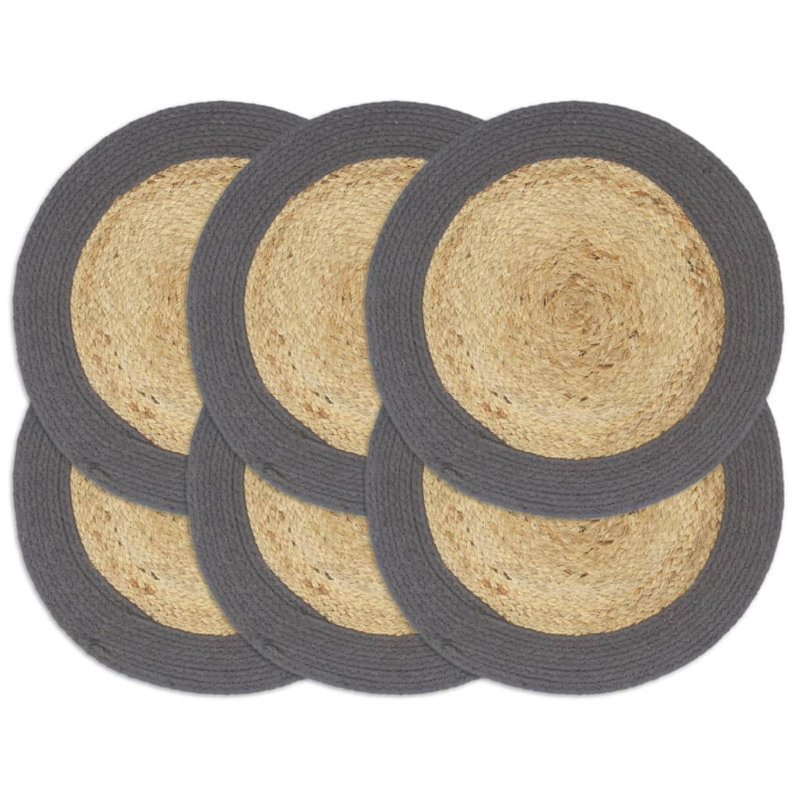 Ferry Solid Colour Round Placemat, Natural/Anthracite