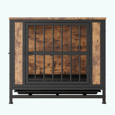 Elliott Dog Crate Furniture with Double Sliding Doors, Thick Iron Frame & Removable Tray