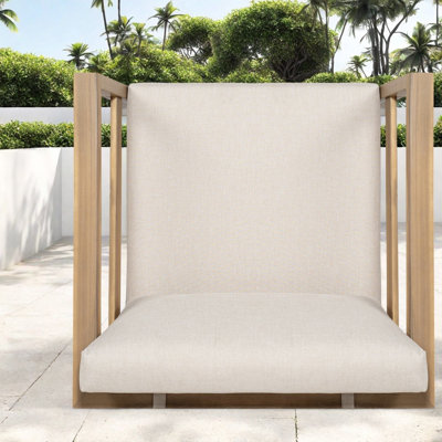 Chaises longues spacieuses pour le patio, sièges de patio modernes rembourrés en bois d'acacia