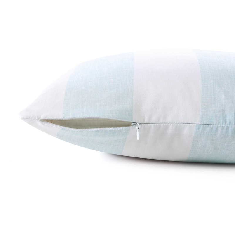 Blue and White Striped Cotton Throw Pillow, 20" x 20"