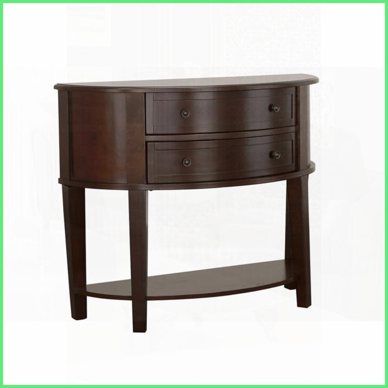 Table basse en demi-lune avec tiroirs Tablette - brun cappuccino pour vestibule de salon, solution de rangement classique