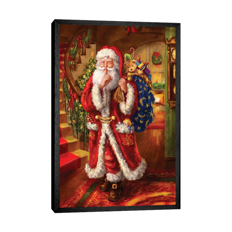 Santa-Staircase by Marcello Corti - Painting on Canvas, 101.6 cm H x 66.04 cm W, Black Framed