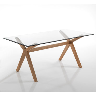 Demetra Glass Solid Wood Writing Desk