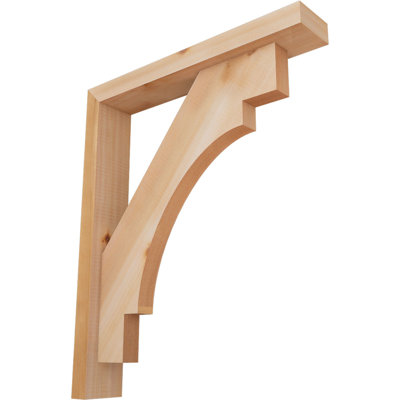 3 1/2"W x 20"D x 24"H Merced Block Smooth Bracket w/ Offset Brace, Western Red Cedar