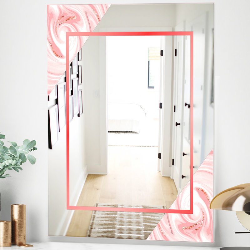 Miroir d'appoint Mid-Century, H 39,4 po x l 29,5 po, Blanc / Rouge