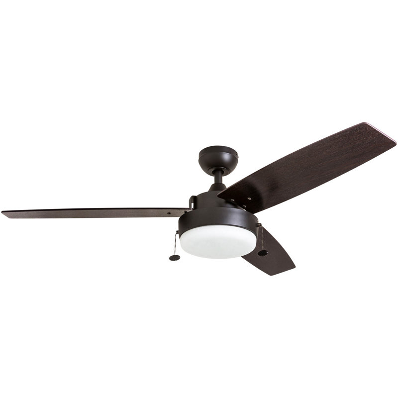 Statham 52" Ceiling Fan with LED Light, Espresso Bronze with Natural Blades