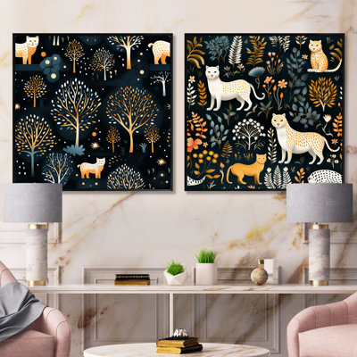 Blue Cosmic Mystical Forest Animal - Animals Forest Animals Square Collage Set Of 2