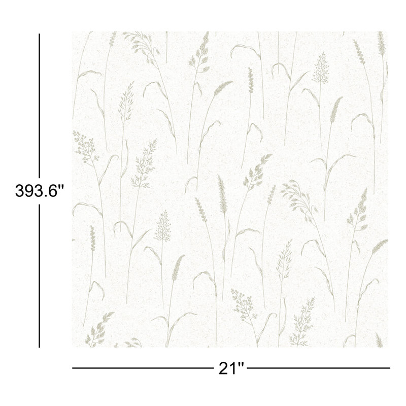Kitchen Recipes Floral Stems 32.8' L x 21" W Smooth Wallpaper Roll, Gray