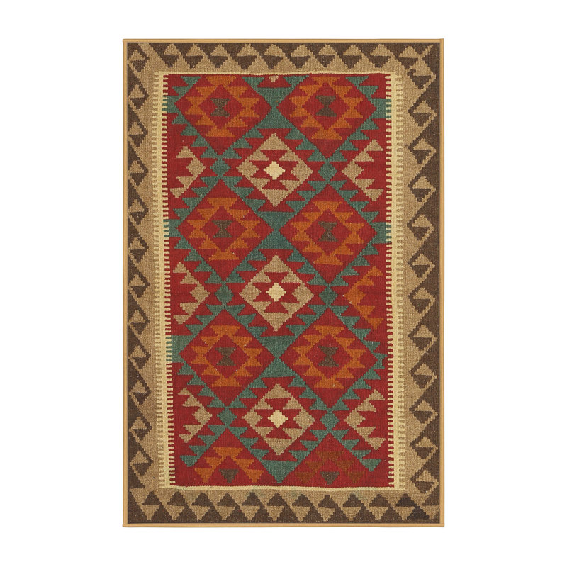Tapis rouge / brun Southwestern, Rectangle 8 pi x 10 pi