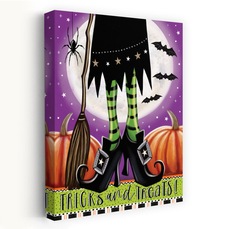 Tricks And Treats Witch I - Art contemporain de Halloween, H 24 po x l 36 po