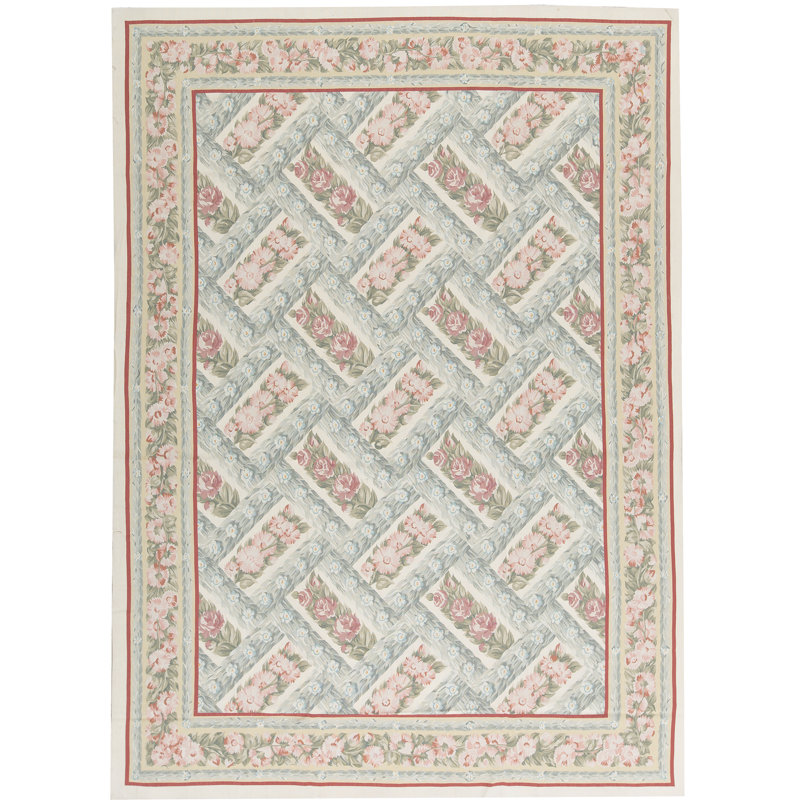 Tapis ivoire et beige noué à la main de haute qualité