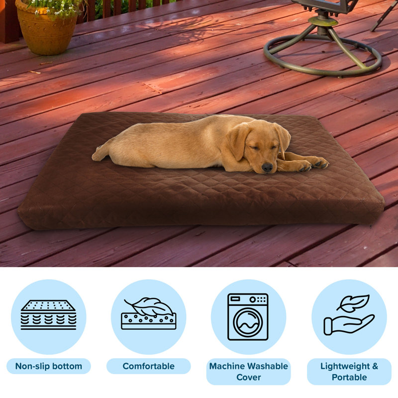 Lit pour chien résistant à l'eau - Lit pour animaux de compagnie en mousse à mémoire de forme à 2 couches avec housse amovible et lavable et fond antidérapant - Grand matelas pour chiens jusqu'à 34 kg (75 lb) de 91 cm (36 po) par PETMAKER (brun)
