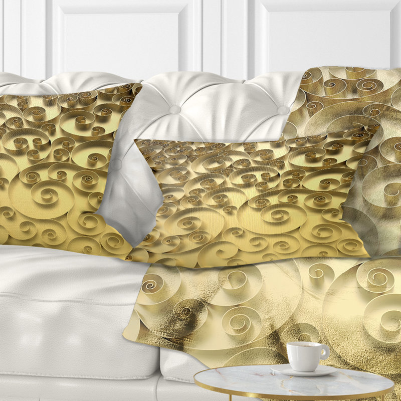 3D 3D bouclés fond doré - coussin imprimé abstrait