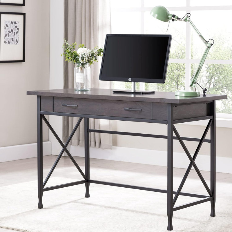 23400 Chisel & Forge Writing Computer Desk With Drop Front Keyboard Drawer, Smoke Grey