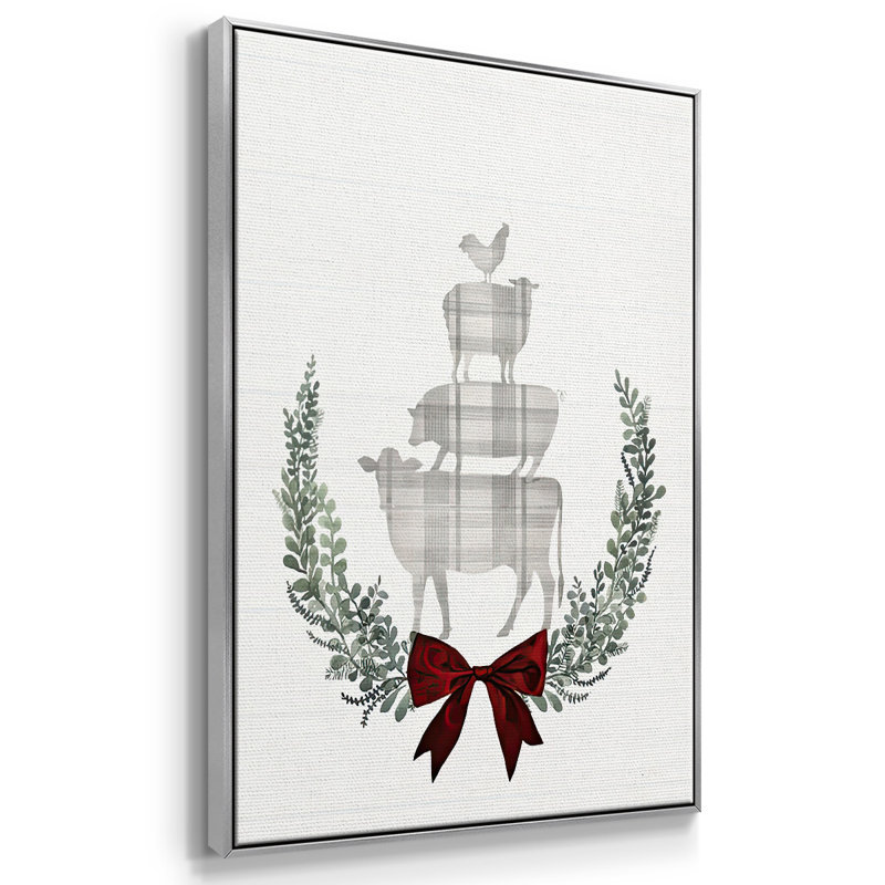 Yuletide Animals II, toile tendue avec châssis, H 25 po x l 17 po x P 1,5 po, Encadrement argenté
