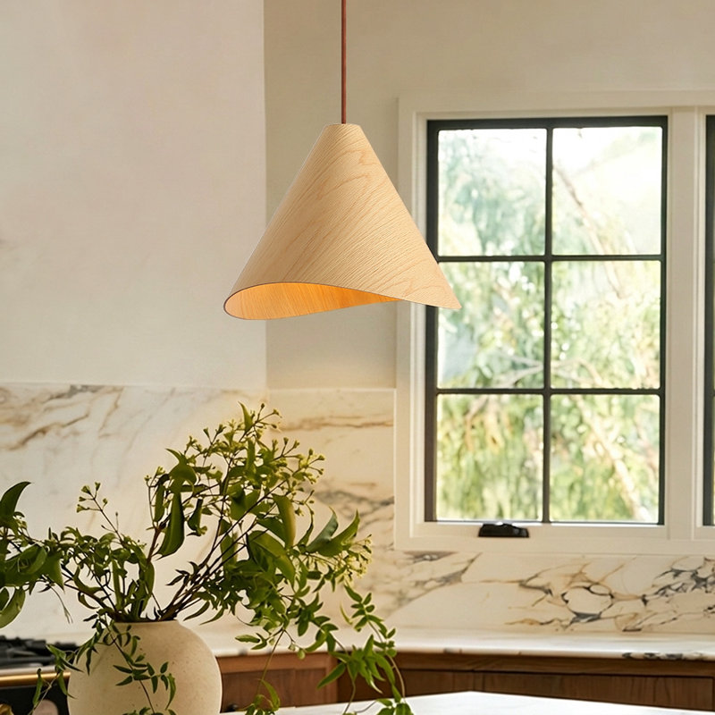 Luminaire suspendu 1 lumière couleur chêne blanc