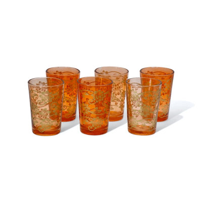 Nida Moroccan Tea Glasses Set of 6. Orange