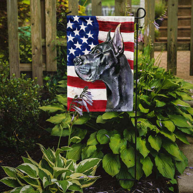 Double Sided 15'' H x 11'' W Polyester Independence Day Garden Flag, White Great Dane