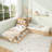 L-Shaped Combination Twin Bed With Trundle And Drawer,3-In-1 Low Corner Platform Bed Linked With Built-In Desk And Led Downlight