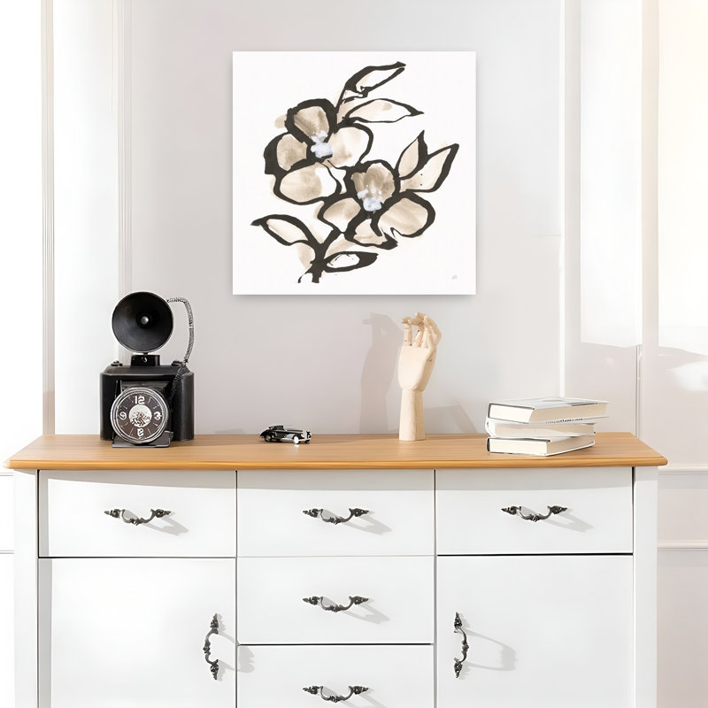 Art floral contemporain Bold Greige IV, H 18 po x l 18 po