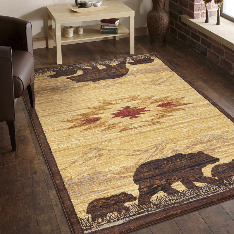 Nature's Nest Multi  Lodge Area Rug, Rectangle 2' x 3'