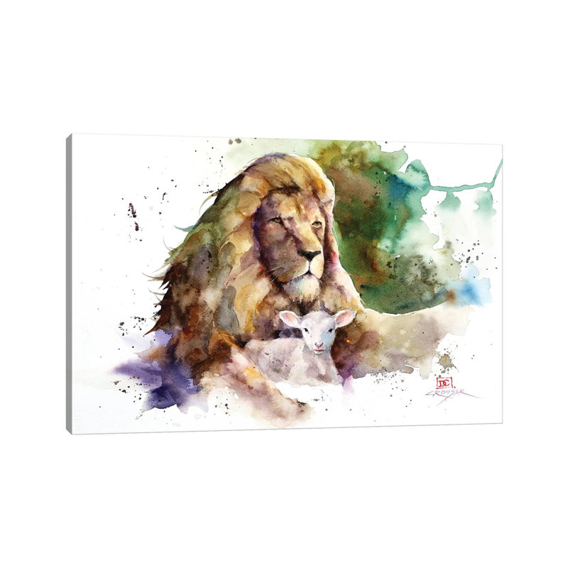 Lion And Lamb by Dean Crouser - Wrapped Canvas Painting, 66.04 cm H x 45.72 cm W x 1.91 cm D