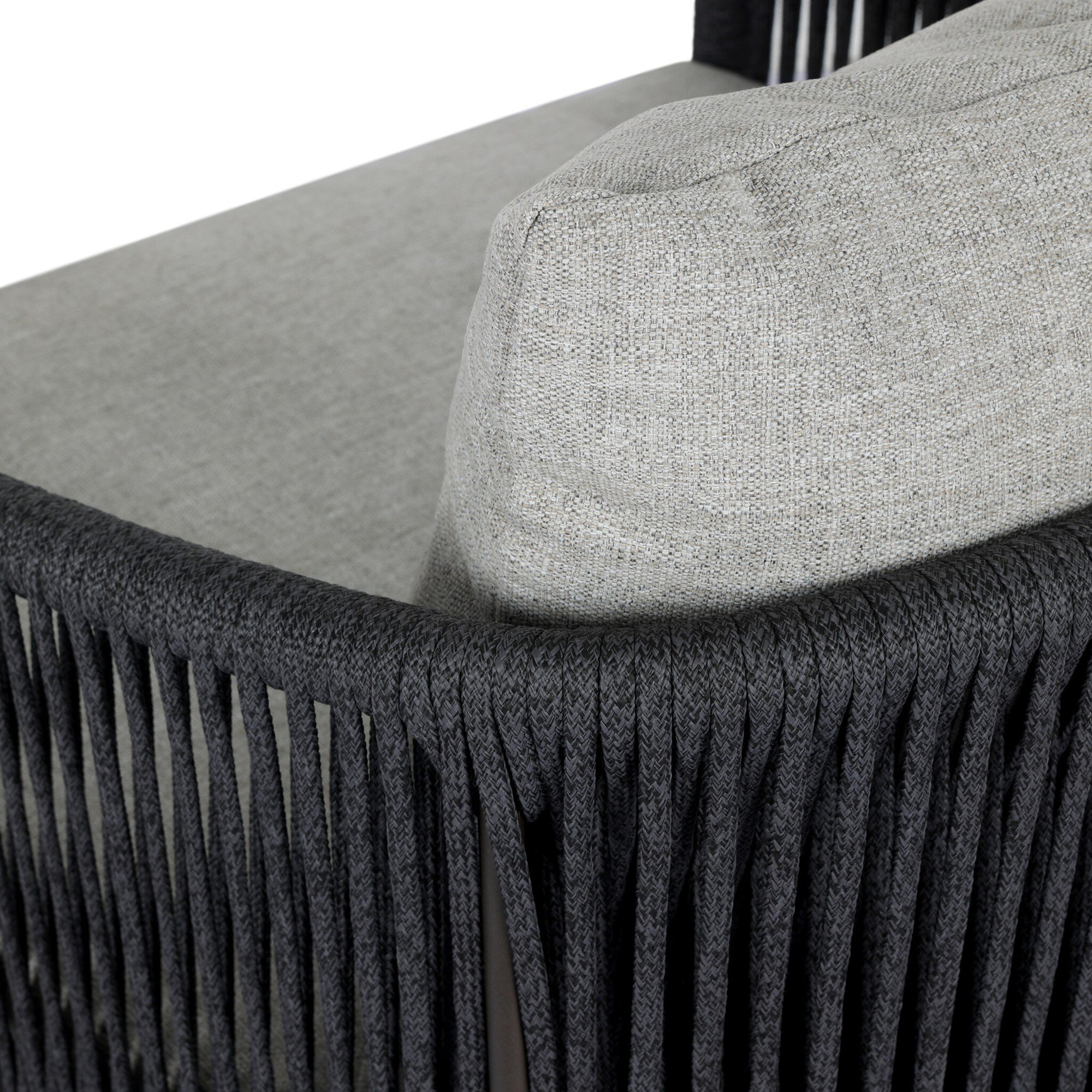 Nashira Swivel Outdoor Lounge Chair, Alessi Slate, Thick Dark Gray Rope